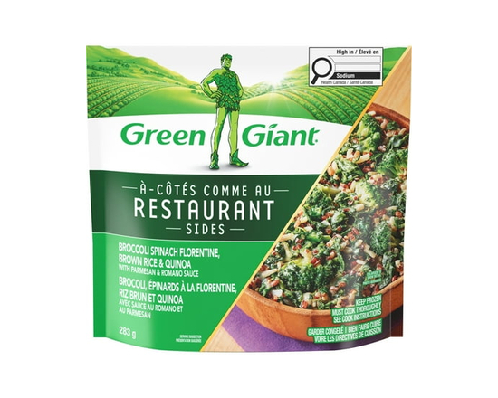 Green Giant Restaurant Sides Broccoli Spinach Florentine, Brown Rice and Quinoa with Parmesan and Romano Sauce - 283 g