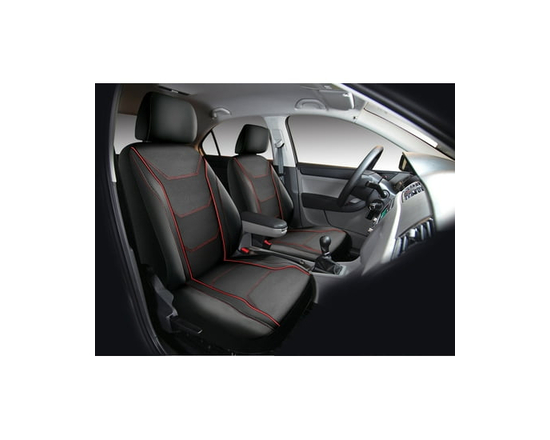 Auto Drive 5-Piece Car Seat cover kit Carbon Fiber Black with Red Piping - Headrest cover:28*32cm Front seat cover:114*54CM