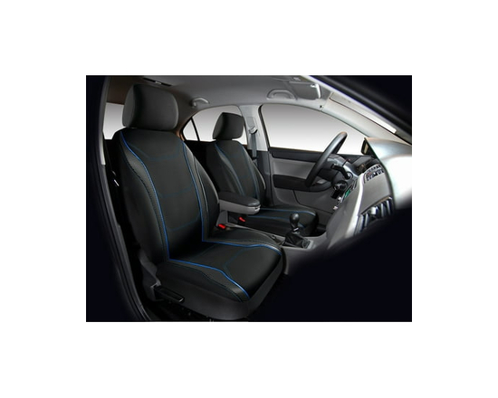 Auto Drive 5-Piece Car Seat cover kit Carbon Fiber Black with Blue Piping - Headrest cover:28*32cm Front seat cover:114*54CM