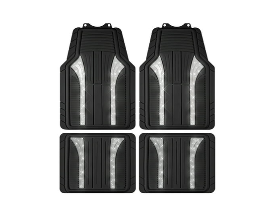 Auto Drive 4-Piece Rubber Car Floor Mats Bling Glitter Silver
