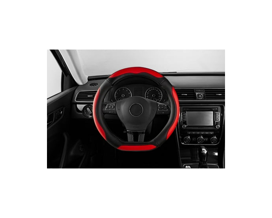 Auto Drive D-Bottom Sport Steering Wheel Cover Red Leather