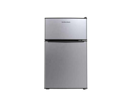 Hamilton Beach 3.1 Cu.Ft Mini Fridge with True Freezer, 2-Door Compact Refrigerator, Energy Star, Reversible Doors, Stainless Steel
