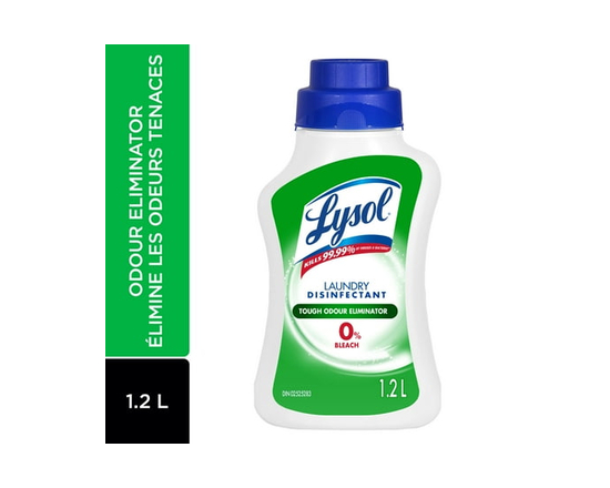 Lysol Désinfectant pour lessive, éliminateur d'odeurs, 0 % d'eau de Javel, élimine les germes que les détergents peuvent laisser derrière eux, 1.2 l -