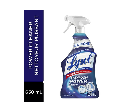 Lysol® Bathroom Power Cleaner, All in One, Disinfectant Bathroom Foam Cleaner, Kills 99.9% of Bacteria & Viruses, 650 mL - 650 mL