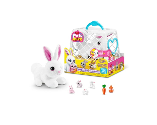 Pets Alive Mommy Bunny & Baby Surprise by ZURU, Electronic Robotic Realistic Soft Bunny Plush Animal Surprise Toy for Kids - As Pictures Shown