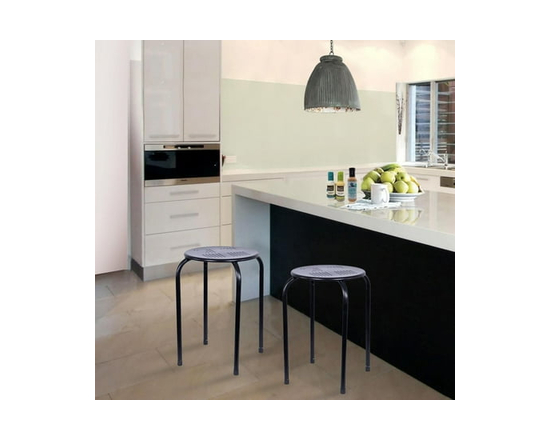 HOMETRENDS Stackable Metal Stool (Black)