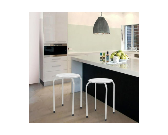 HOMETRENDS Stackable Metal Stool (White)