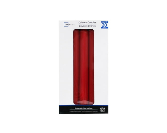 Mainstays 8" Bougies droites rouge, non parfumé - 8 pouces Hauteur