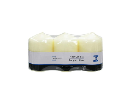 Mainstays Unscented Ivory Pillar Candle - Other
