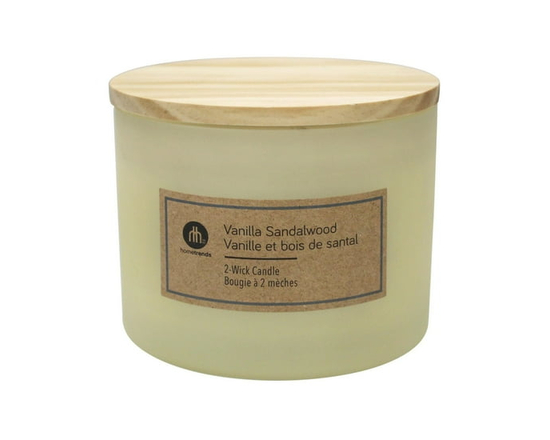 Hometrends 12oz Vanilla Sandalwood Scented 2-Wick Frosted Jar Candle - Other