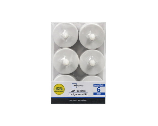 Mainstays Unscented LED Tealight Candles - 6 Pack
