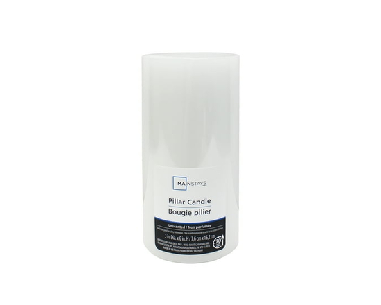 Mainstays Unscented White Pillar Candle - 3" Dia x 6"H