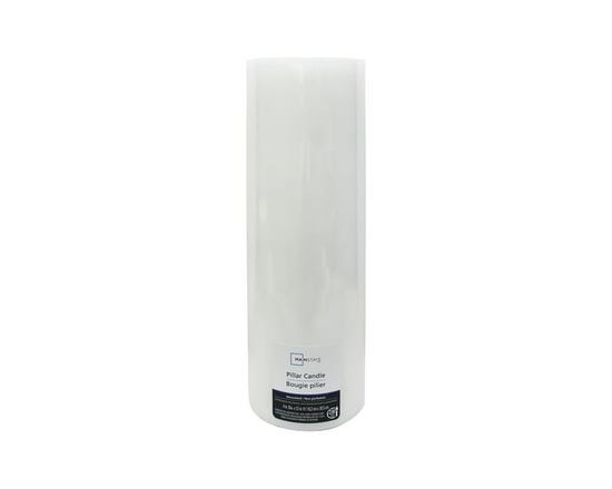 Mainstays Unscented White Pillar Candle - 4" Dia x 12"H