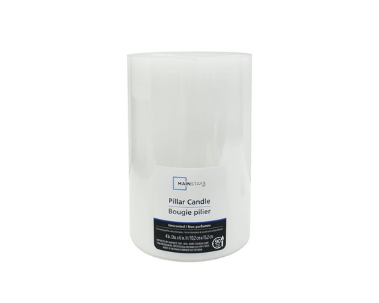 Mainstays Unscented White Pillar Candle - 4" Dia x 6"H