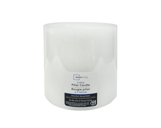 Mainstays Unscented White Pillar Candle - 6" Dia x 6"H