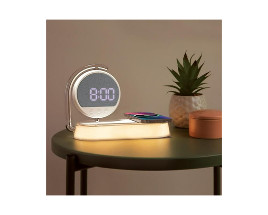 Lampe LED à chargement sans fil Merkury Innovations avec réveil - 8.5