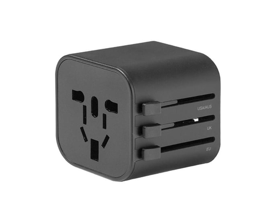Adaptateur de voyage international Mekury Innovations, 4 types de prises, noir - Compact
