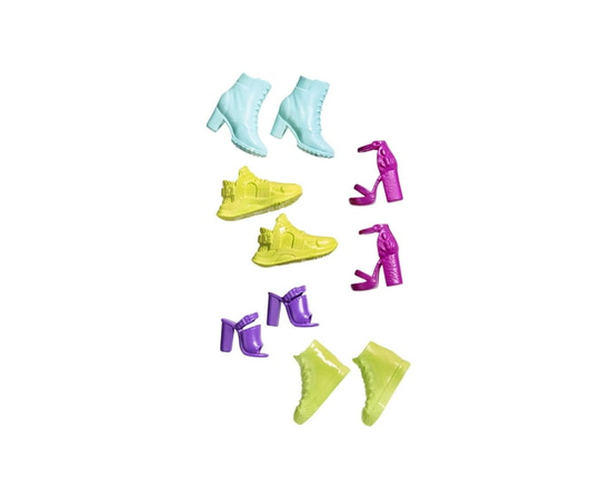 Barbie Shoe Pack, Resealable Package, 5 Pairs of Shoes in Different Colors & Styles: Heels, Boots, Sneakers, Fits Most Body Types, 3 & Up