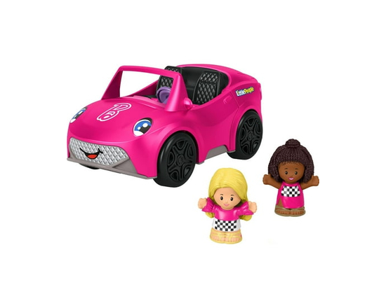 Fisher-Price Little People Barbie Convertible Toy Car with Music Sounds & 2 Figures for Toddlers - English Version