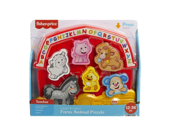 Fisher-Price Laugh & Learn Farm Animal Puzzle Shape Baby Toy with Music & Sounds, Ages 1-3 Years - One Size