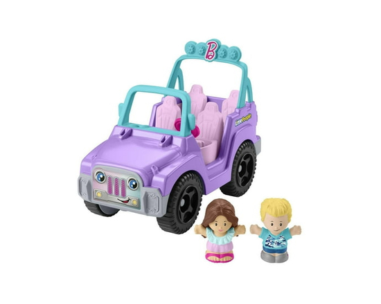 Fisher-Price Little People Barbie Beach Cruiser Toy Car with Music & 2 Figures for Toddlers - English Version