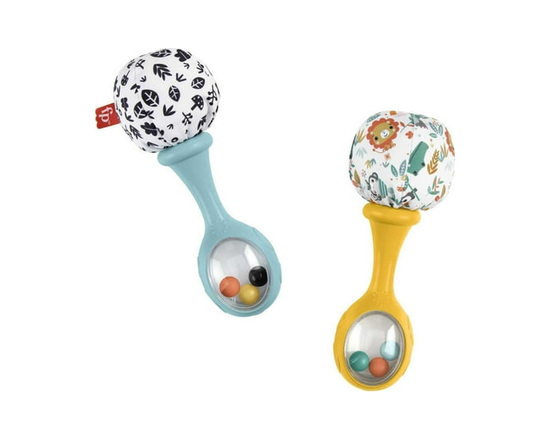 Fisher-Price Baby Rattle ‘n Rock Maracas Toys, Set of 2 for Infants 3+ Months, High Contrast - S
