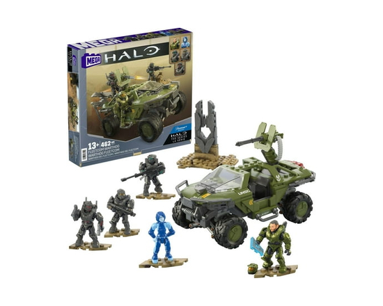 MEGA Halo FLEETCOM Warthog Vehicle Building Kit with 5 Micro Action Figures (469 pieces) - S