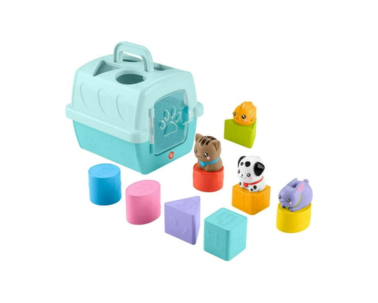Fisher-Price FP Pets Sort & Stow Pet Carrier Baby & Toddler Shape Sorting Toy, 8 Blocks