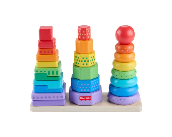 Fisher-Price Trieur de Formes Empilo en Bois, triage, 26 éléments - Exclusivité Walmart