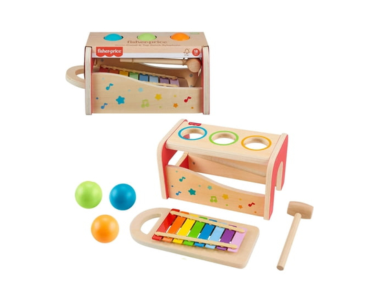 Fisher-Price Wooden Pound & Tap Bench Xylophone Toddler Musical Instrument Toy, 6 Wood Pieces - Walmart Exclusive