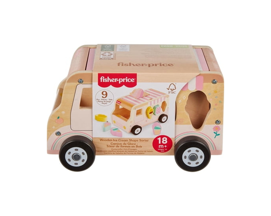 Fisher-Price Camion de Glaces Trieur de Formes en Bois, 8 éléments - Exclusivité Walmart