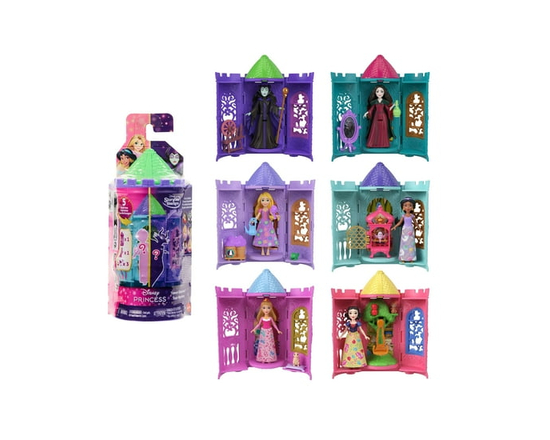 Disney Princess Tower Surprise Small Dolls & Stacking Playsets with 5 Surprises (Styles May Vary)