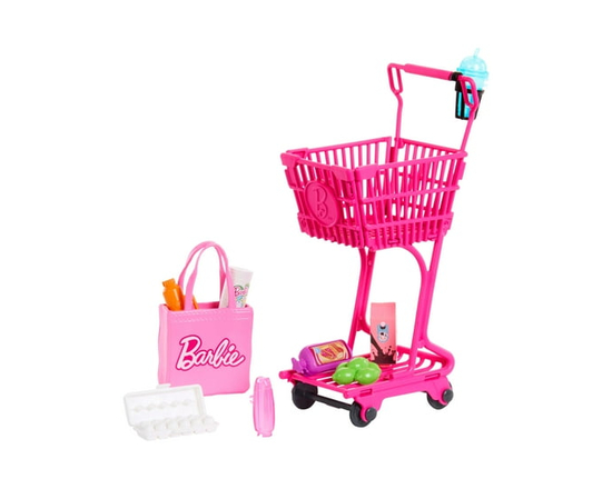 Barbie World Grocery Shopping Toy Set with 11 Doll Accessories Including Cart, Food, Bag, & More - Walmart Exclusive