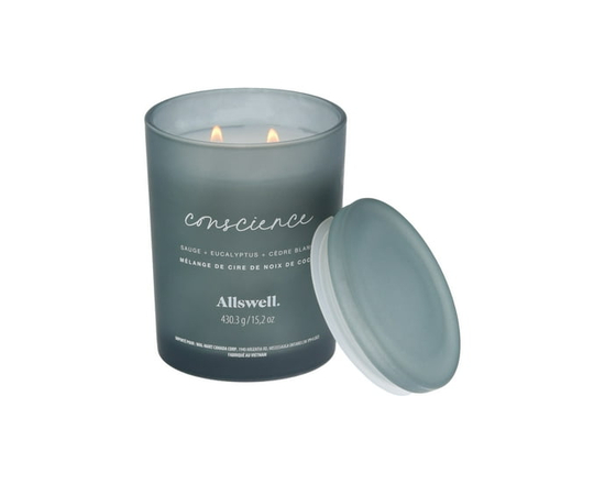 Allswell Scented 15 oz. Coconut Wax Spa Candle, Serene (Palo Santo + Sage + Incense) - 15.2 oz