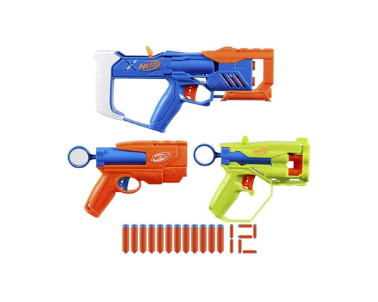 Nerf N Series Triple Action Pack, 3 Blasters, 12 Nerf N1 Darts Compatible Only with Nerf N Series Blasters