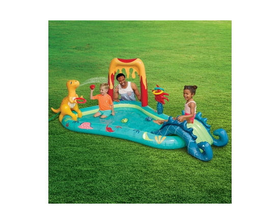 Bluescape Outdoor Inflatable Kiddie Pool Dino Play Center with Water Slide