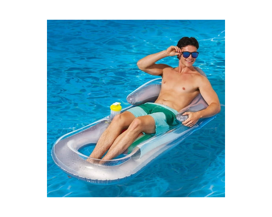 Bluescape Deluxe Lounge, Inflatable Pool Float, Silver, Age 14 & up, Unisex