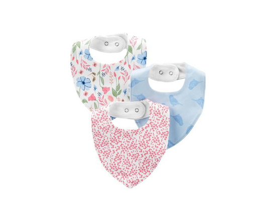 Carter's Child of Mine Baby Girl 3pk Bibs - Blue Floral