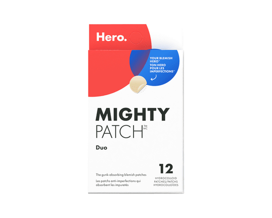Hero Cosmetics Mighty Patch Duo Pack, Lot de 12 patchs hydrocolloïdes pour boutons sur le visage et le corps, patchs d’acné Original et Invisible+ pou