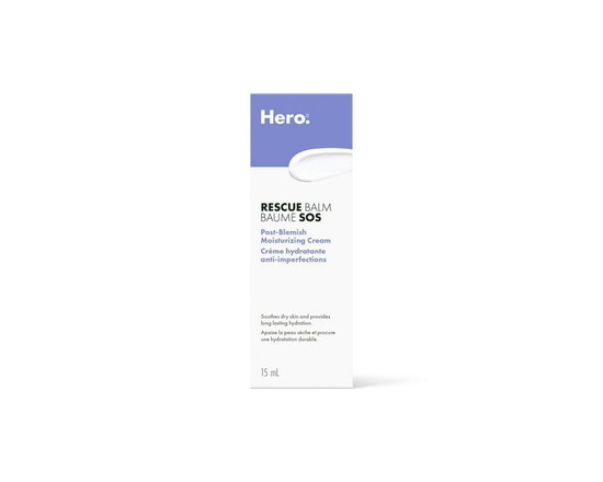Hero CosmeticsRescue Balm Crème post-imperfections – Hydratante et apaise les peaux sèches et sensibles, formule hydratante, crème non comédogène, tes