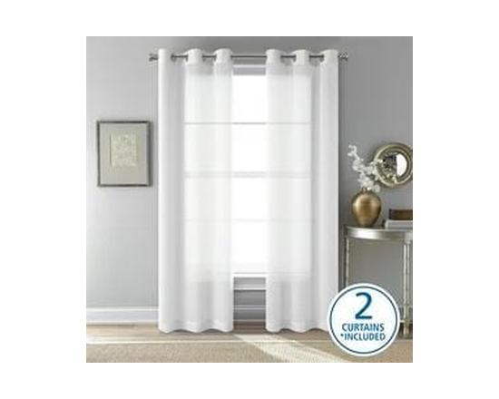 Ensemble de 2 panneaux de rideaux transparents Mainstays Windowpane, Blanc, 38" L x 84" H - 38 pouces W x 84 pouces L (Blanc)