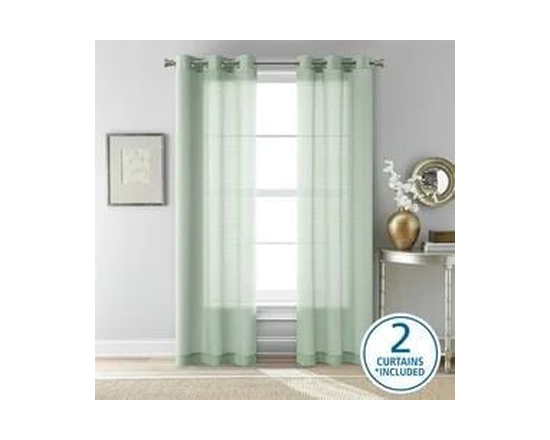 Ensemble de 2 panneaux de rideaux transparents Mainstays Windowpane, Blanc, 38" L x 84" H - 38 pouces W x 84 pouces L (Vert)