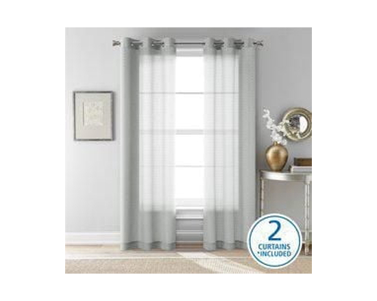 Ensemble de 2 panneaux de rideaux transparents Mainstays Windowpane, Blanc, 38" L x 84" H - 38 pouces W x 84 pouces L (Gris)