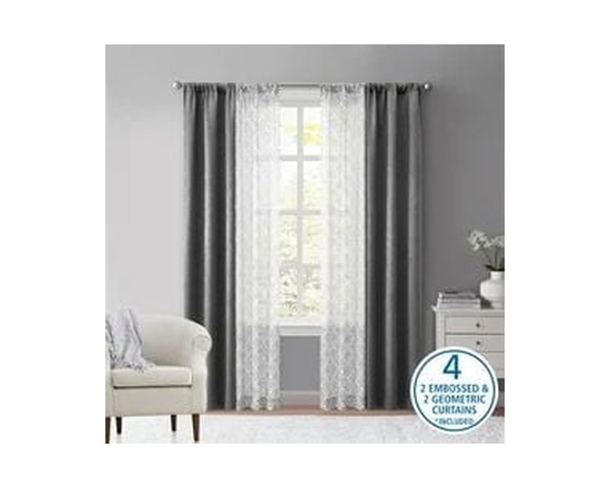 Ensemble de rideaux occultants métalliques Mainstays, vert sauge, 27,5" l x 84" L - 27,5 Po L x 84 Po L (Gris)