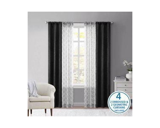 Ensemble de rideaux occultants métalliques Mainstays, vert sauge, 27,5" l x 84" L - 27,5 Po L x 84 Po L (Noir)