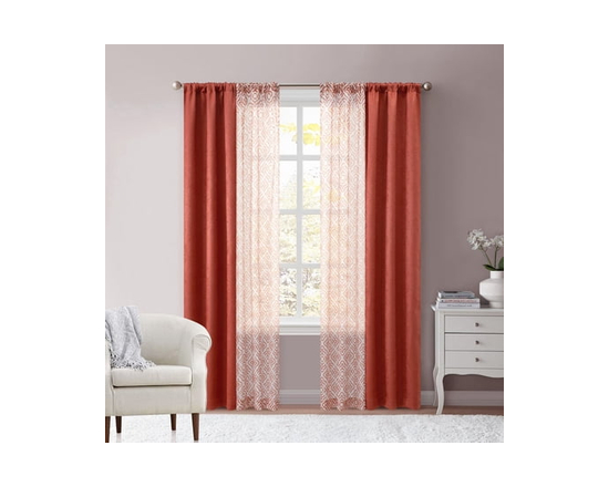 Ensemble de rideaux occultants métalliques Mainstays, vert sauge, 27,5" l x 84" L - 27,5 Po L x 84 Po L (Rouge)