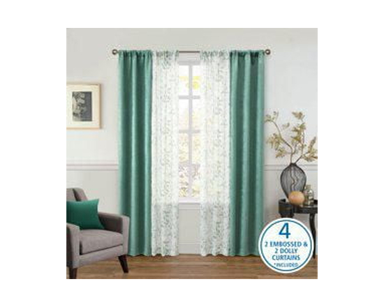 Ensemble de rideaux occultants métalliques Mainstays, vert sauge, 27,5" l x 84" L - 27,5 Po L x 84 Po L (Vert)