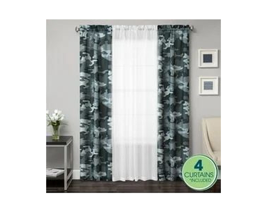 Ensemble de 4 panneaux de rideaux Your Zone, 27,5" x 84", camouflage gris - 27.5 pouces x 84 pouces (Noir)