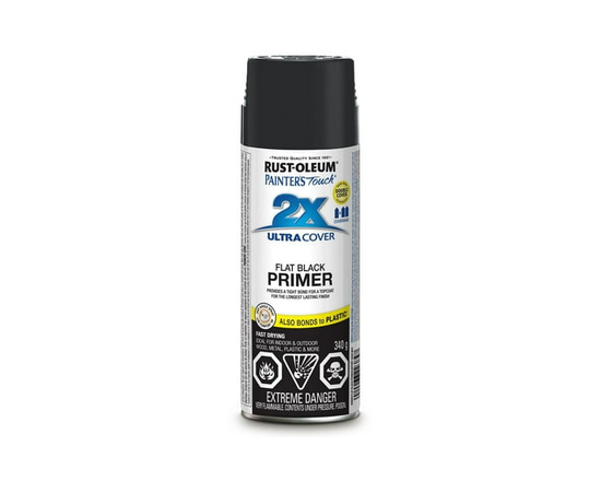 Apprêt multifonctions Rust-Oleum Painter's Touch 2X Ultra Cover en noir, peinture en aérosol de 340g - 340g