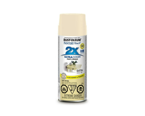 Rust-Oleum Painter's Touch 2X Ultra Cover Multi-Purpose Paint And Primer in Gloss Cottage White, 340g Aerosol Spray Paint - 340g